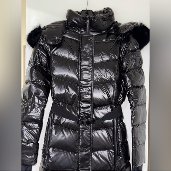 RUDSAK ELSIE S WOMEN'S GLOSSY BELTED MAXI DOWN PUFFER - Picture 2 of 14